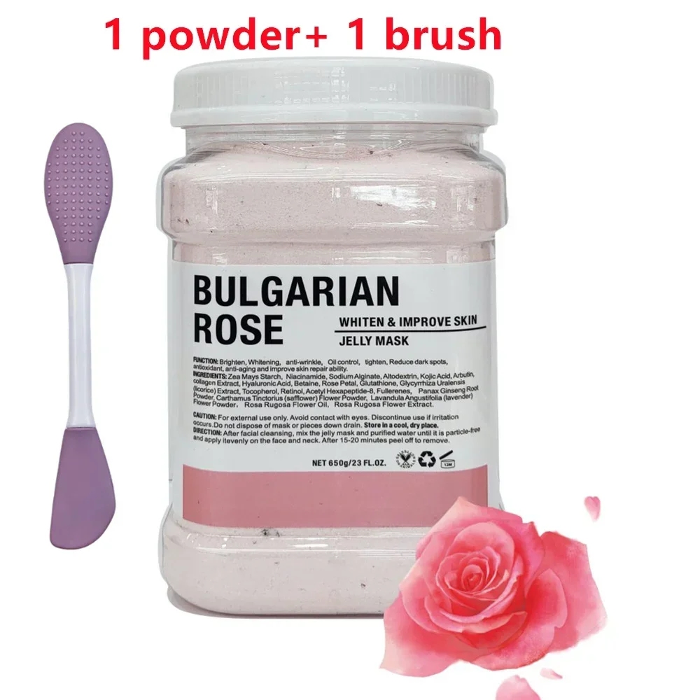 Polvere per maschera idratante per il viso all'acido ialuronico alla camomilla da 650 g con pennello in silicone che aumenta l'elasticità della pelle Maschera in gelatina di rosa