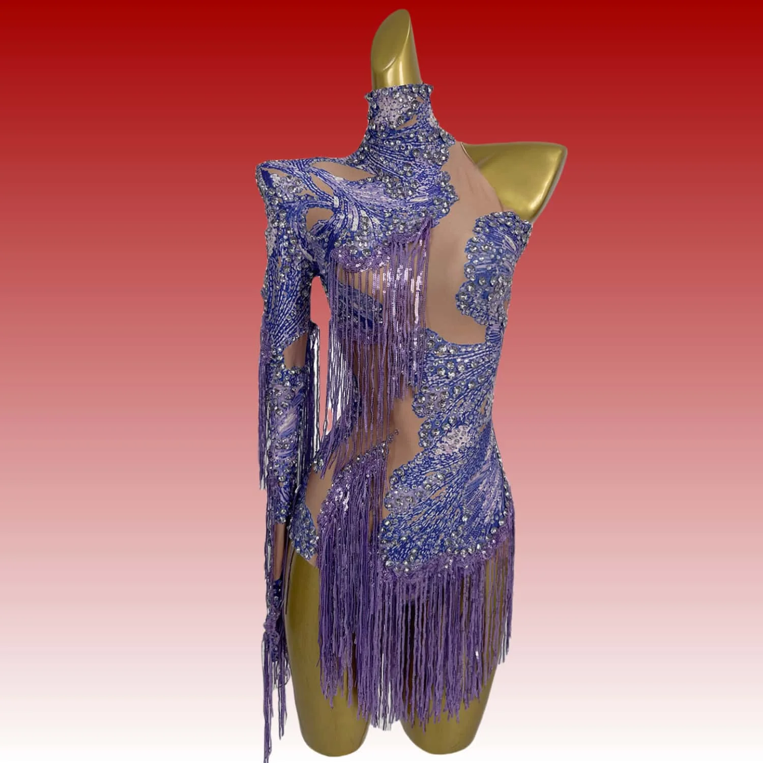 Duxiu Latin Dance Dress Girls Costume Fringed Skirt Line Womens Clothes Samba Competition Ball Sports Suit Elegant Stage Cabaret