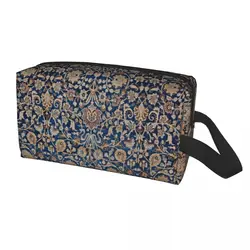 Custom Turkish Antique Tabriz Persian Rug Travel Toiletry Bag for Ethnic Boho Geometric Cosmetic Makeup Bag Beauty Storage