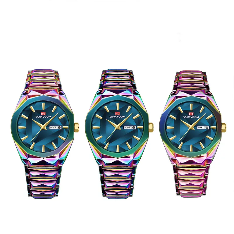 2025 quadrante che cambia colore doppio calendario orologio con cinturino in acciaio inossidabile impermeabile orologio da uomo in acciaio inossidabile per affari e tempo libero