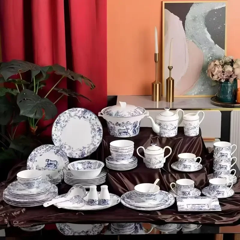 China Ceramic Dinnerware Set Porcelain Dinner Animal Designer Dinnerware Set for 12 People