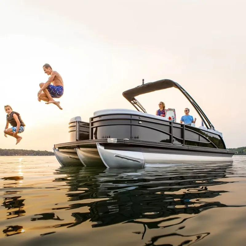 Commercial 25ft Aluminum Yacht EVA Hull Passenger Pontoon Boat Outboard Engine Custom