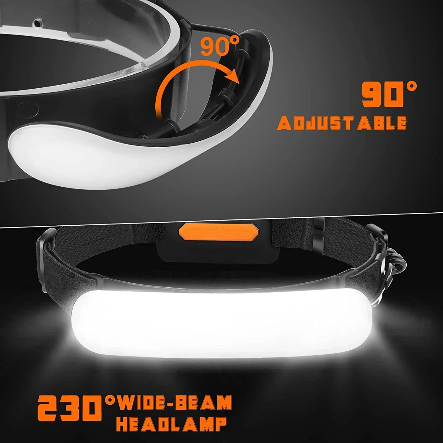 كشافات LED 7500 مللي أمبير في الساعة من النوع C قابلة لإعادة الشحن 230 ° الإضاءة الكاشفة للماء الشعلة التخييم ركوب الدراجات فانوس الطوارئ #4