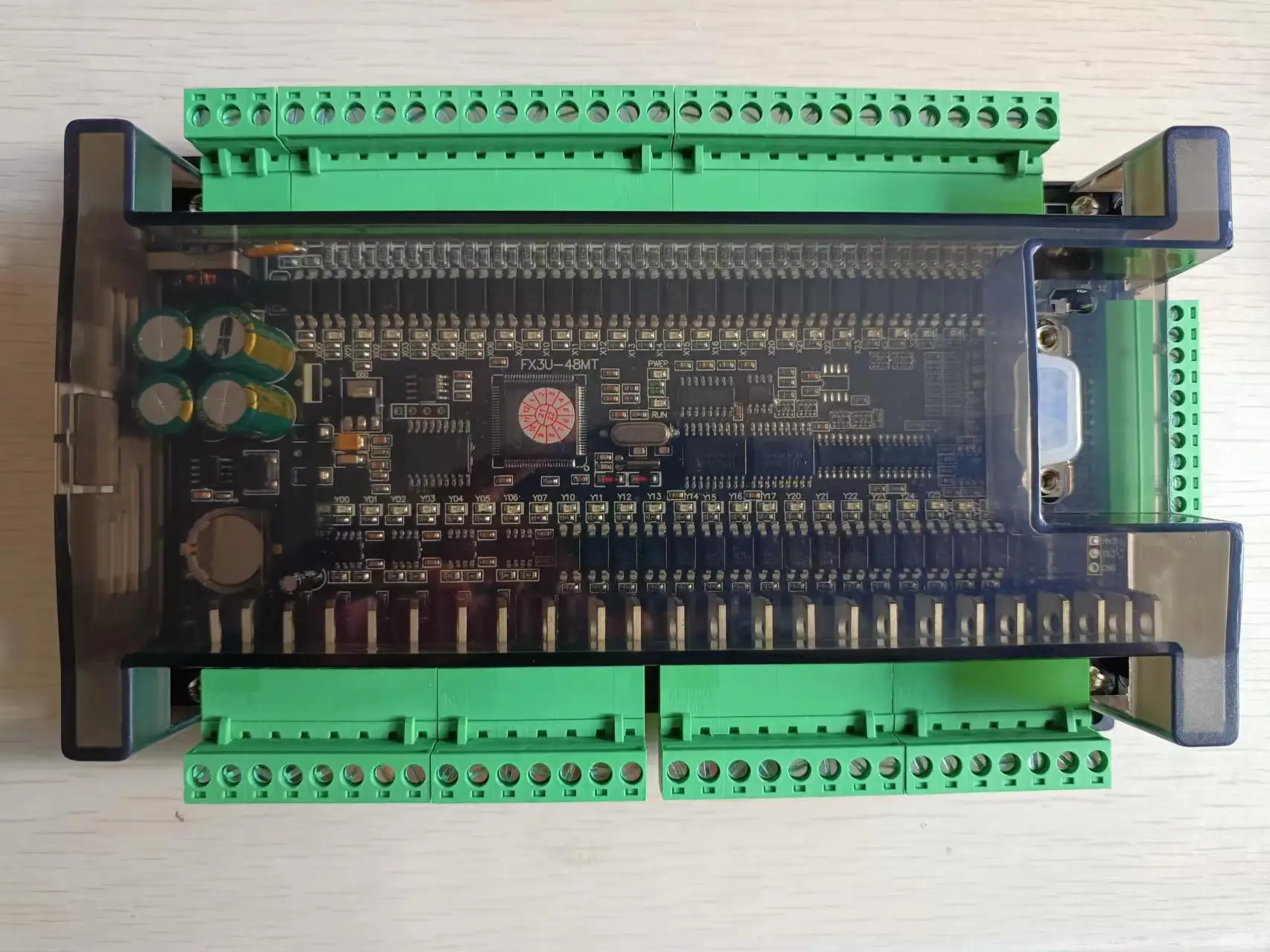 Imagem -02 - Entradas 24 Saídas com Rs232 Rs485 38400bps Relé Transistor Plc Controlador Lógico Programável 6ad 2da Fx3u 48mr 48mt 24