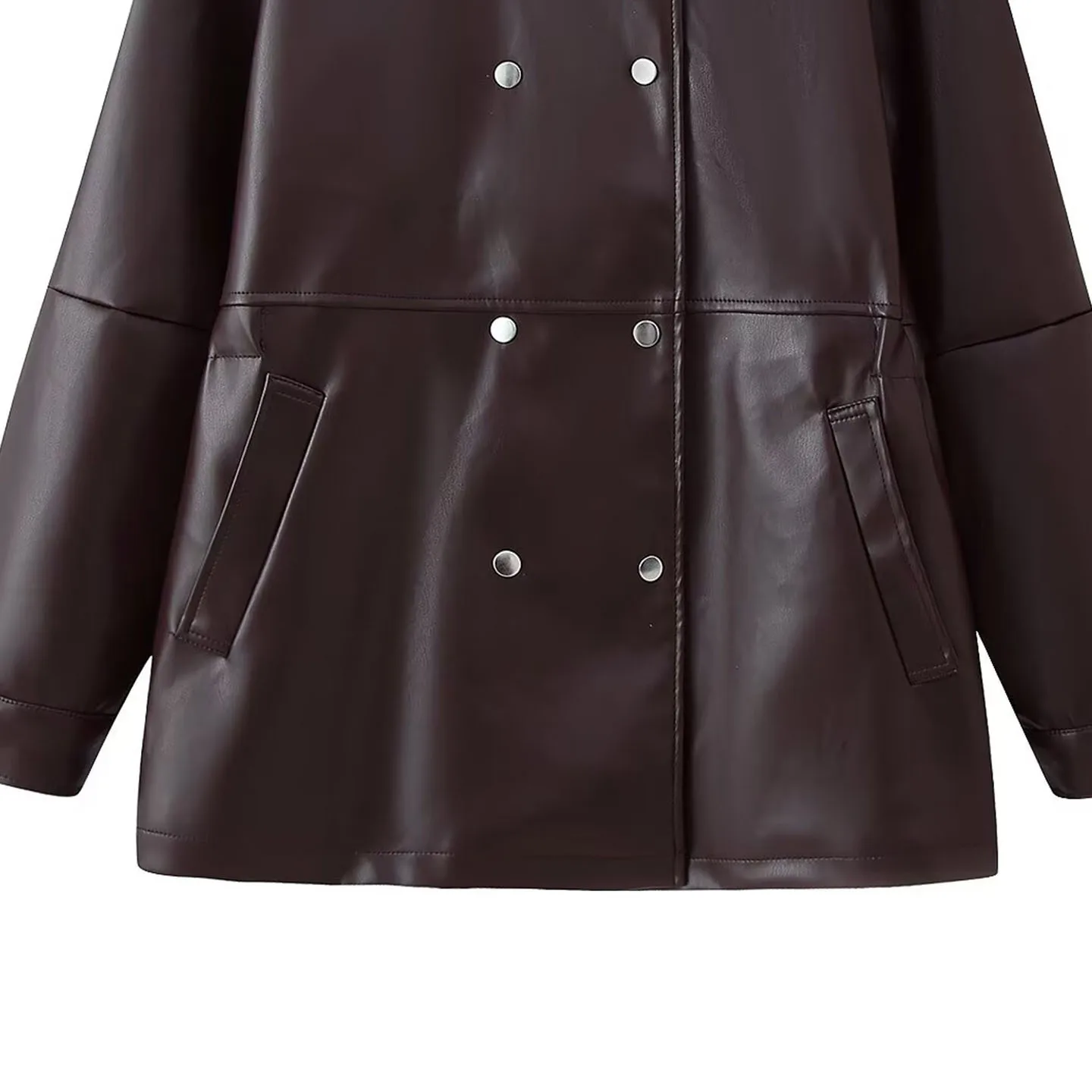 Colletto alla coreana doppiopetto slim fit Jaet in pelle bicolore Capispalla personale da donna Z Brand Youth Long Sve