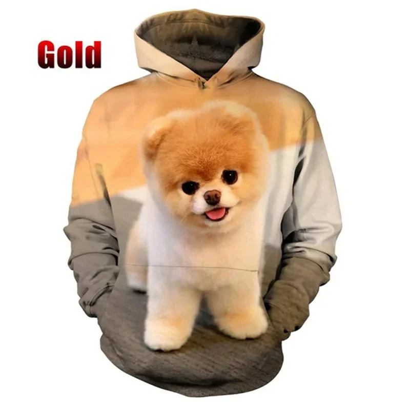 

Cute Pomeranian Pattern Hoodies Fashion Streetwear Long Sleeve Funny Animals 3D Printed Hoody Casual Loose Mens Kdis Pullovers