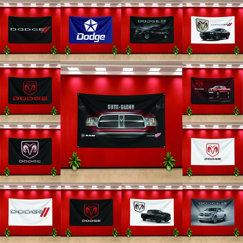 Car Flag 3x5ft for Dodge RAM Fans Banner Bedroom Living Room Dorm Garage Wall Decor Tapestry Custom Advertising Flaga