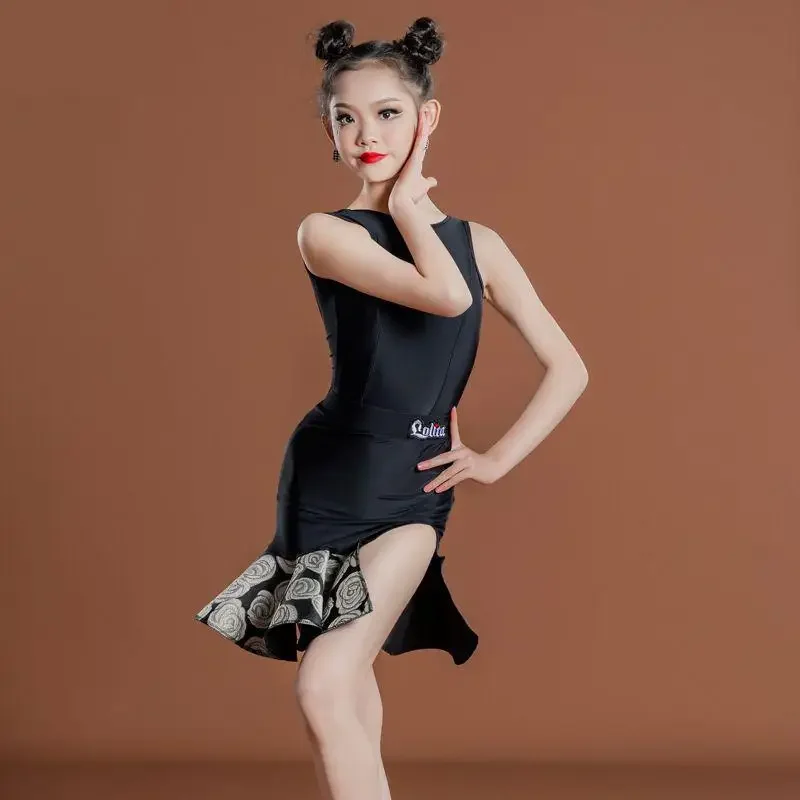 

Children Professional Latin Dance Dress for Girls Ballroom Dancing Dresses Rumba Cha Cha Samba Practice Dress Latin Performance