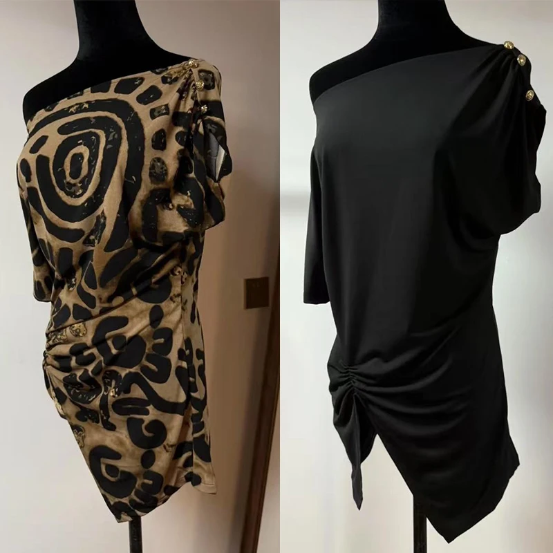 Latin Dance Tops Schuine Schouder Onregelmatige Tops Vrouwen Oefenkleding Rumba Salsa Danskleding Club Ballroom Tops DNV24285