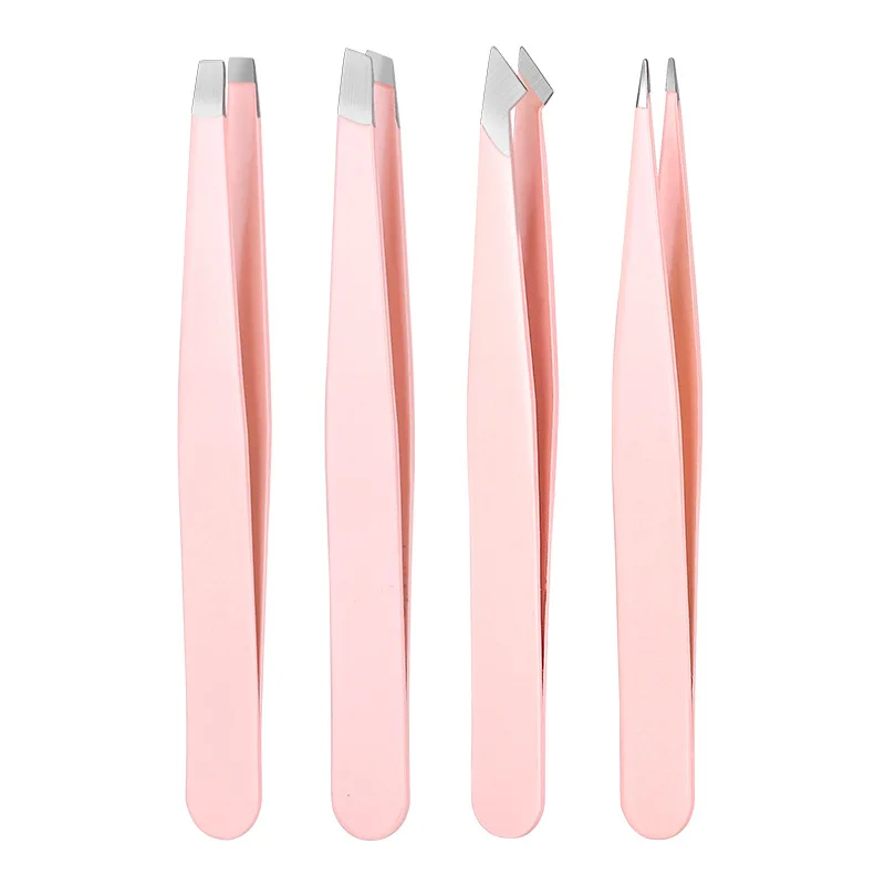 Pinzas para cejas de oro rosa, herramienta de maquillaje hermosa, depilación facial de acero inoxidable, pinzas para pestañas