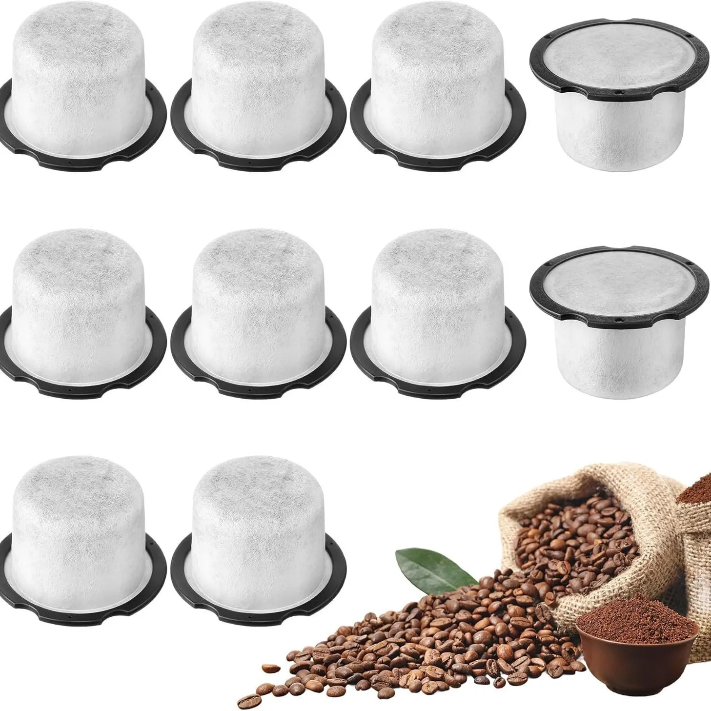 10 قطع فلتر متوافق مع المقهى وGE Profile Grinders Brewers Coffee Makers مرشحات مياه الفحم لآلة الإسبريسو