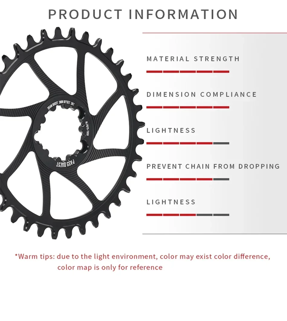 PASS QUEST for 3 nails Bike Chain wheel 3mm OFFSET 6mm OFFSET Mountain Bicycle Narrow Wide Chainring Oval and Round