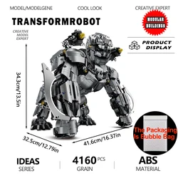 Transformrobot Gorilla Gargoyle Model Building Blocks Ideas Animal Bricks Desktop Decoration Assembly 4160PCS Kids Toy For Gift