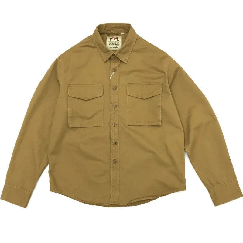 

Мужские рубашки-карго высокого качества из чистого хлопка Amekaji, прочные уличные походные спортивные повседневные повседневные рабочие рубашки в стиле милитари