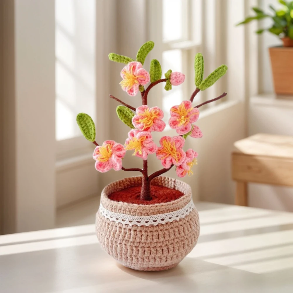 

DIY Flower Potted Crochet Kit Cute Plants Hand-Knitted Tool Set (Peach Blossom)