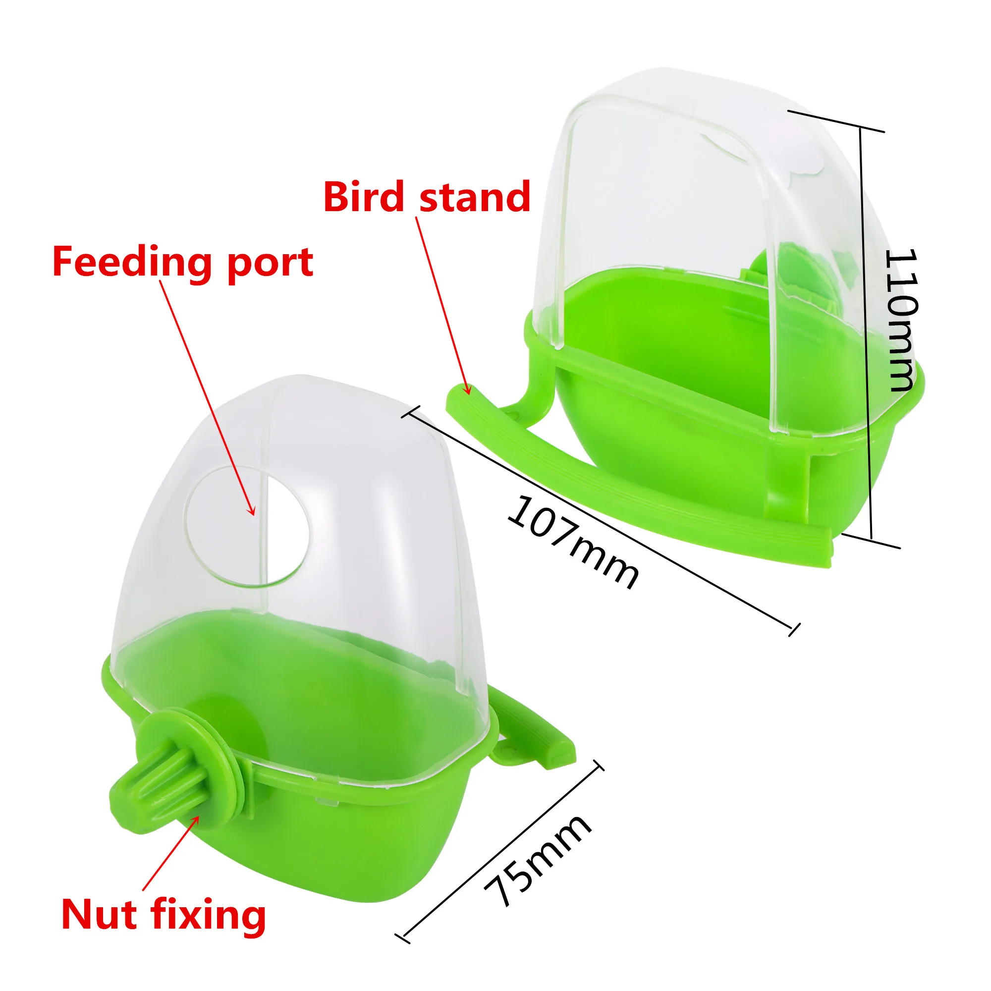 Bird Cage Feeder Parrot Birds Water Hanging Bowl Parakeet Feeder Box Pet Cage Plastic Food Container Bird Supplies 1 Pcs