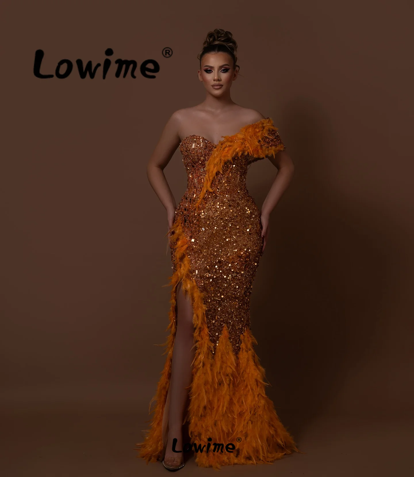 

Robes De Soirée Orange Feathers Mermaid Prom Dresses Aso Ebi Crystals Party Second Reception Birthday Engagement Gowns Elegant