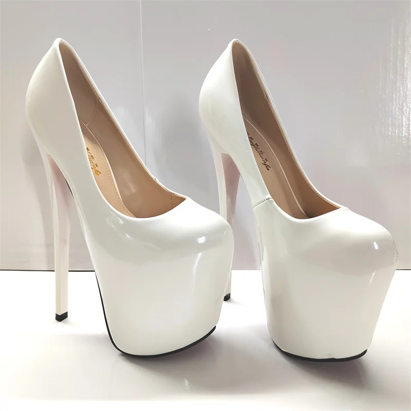 Sexy 22cm Extreme High Heels Platform Pumps Shoes Woman Patent Red Green Heeled Wedding Party Stripper Dance Shoes Large Size 50