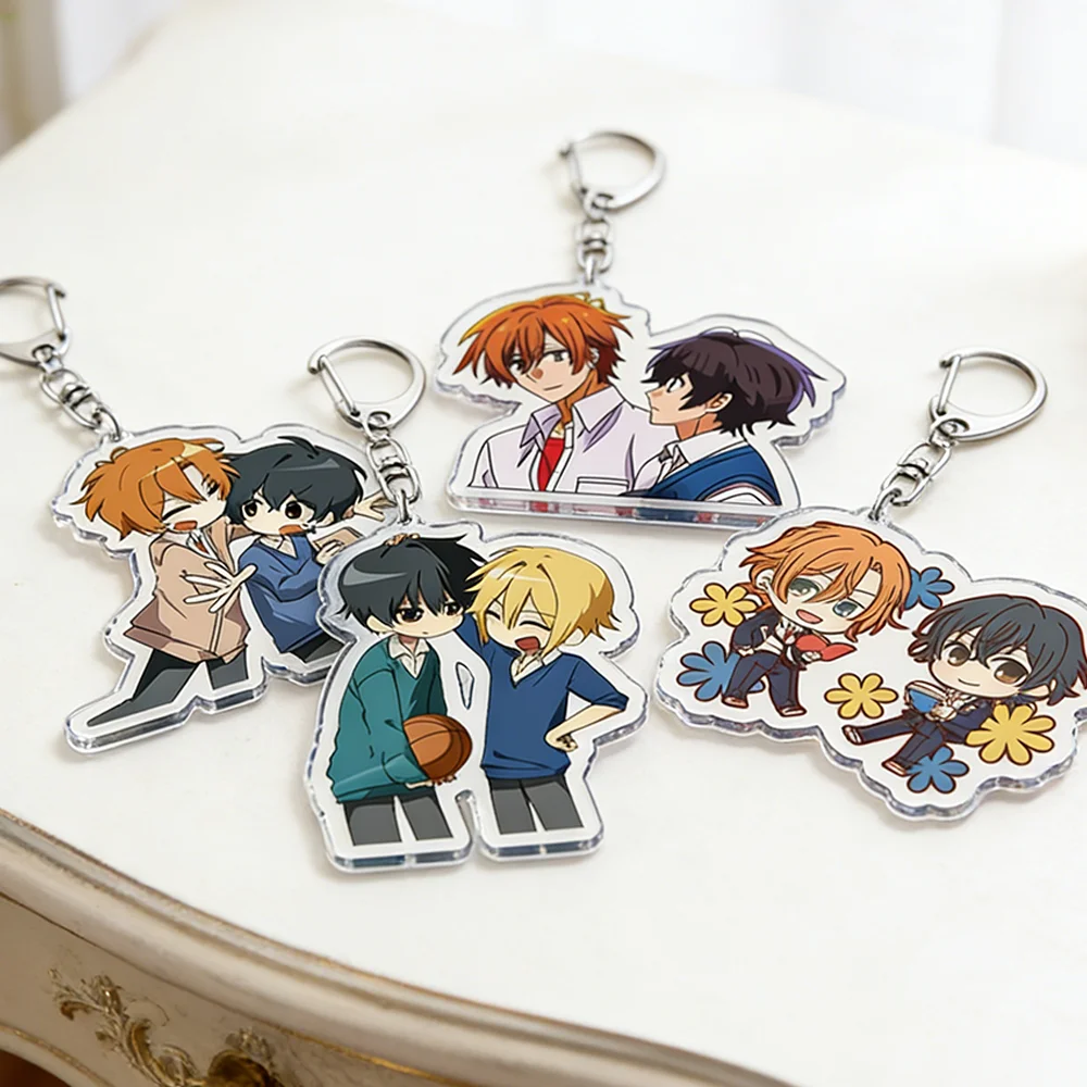 Anime Bl Sasaki and Miyano Chibi Keychain for Accessories Yaoi Boys Love Kawaii Keyrings Jewelry Fans Friends Gifts