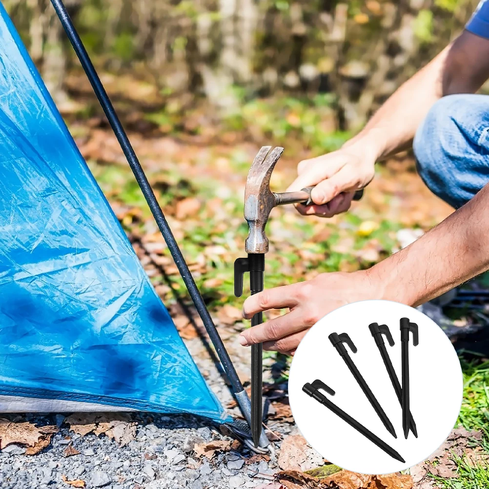 

10 Pcs Tent Pegs Ground Outdoor Rug Stakes Beach Nails Plastic Garden Black Landscaping for Sand
