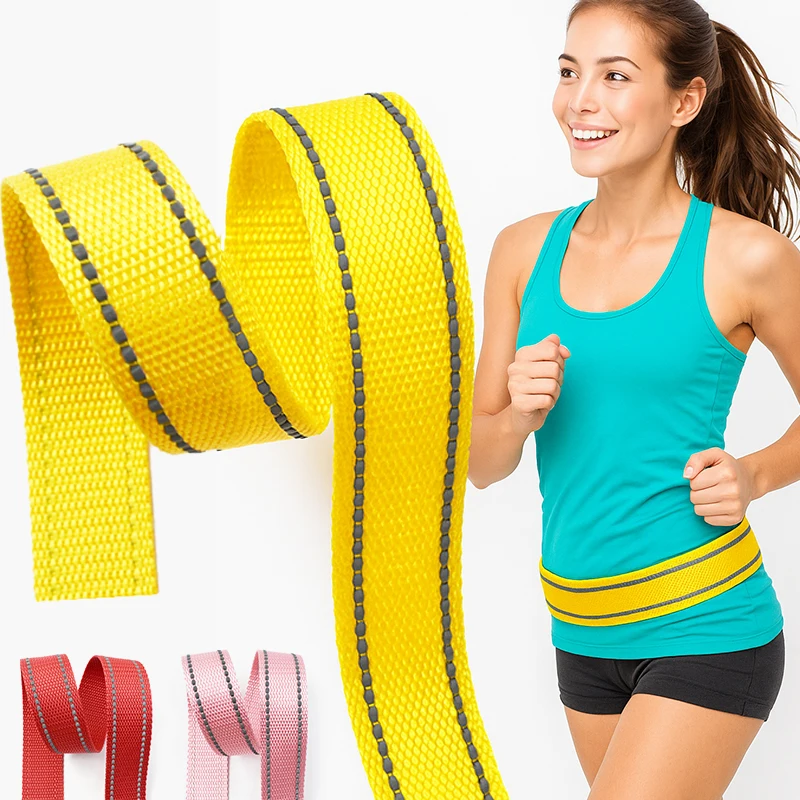 

5Meters 25mm Nylon Reflective Webbing Strap Pet Collar Decorative Ribbon Backpack Straps Bais Bindings Band Sewing Accessories