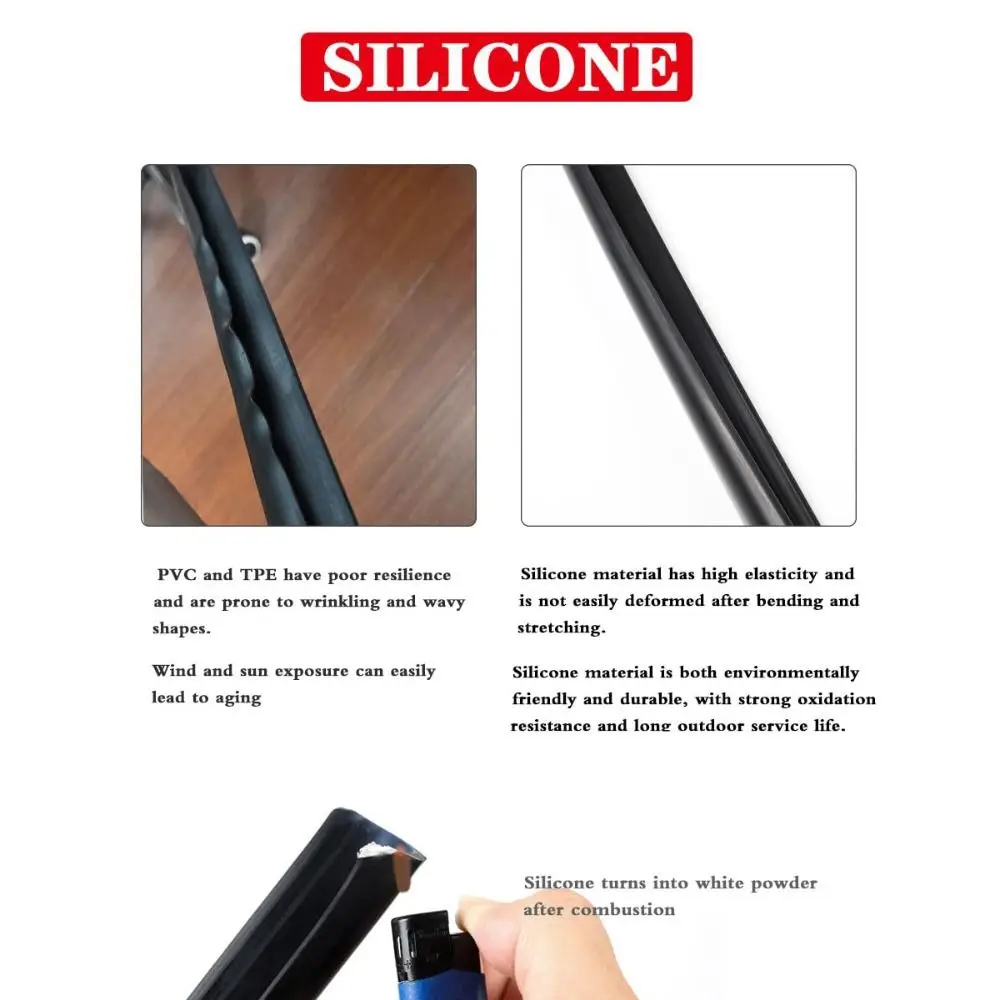 1/5/6M RV Rain Gutter Silicone Rubber Self-Adhesive Backing Roof Rain Diverter UV Resistant J-Shape Design Drip Rail Motorhomes