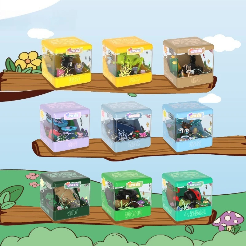 ในโลกของแมลง แมลงปอและผีเสื้อเดินเล่นได้อย่างอิสระ ของขวัญ DIY: ของเล่นตัวต่อแบบประกอบเอง