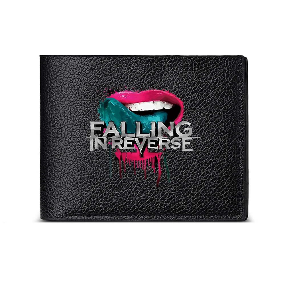 Falling In Reverse Lip Art Design Men's Wallet Card Holder Fashion Statement Accessory Casual Business Style