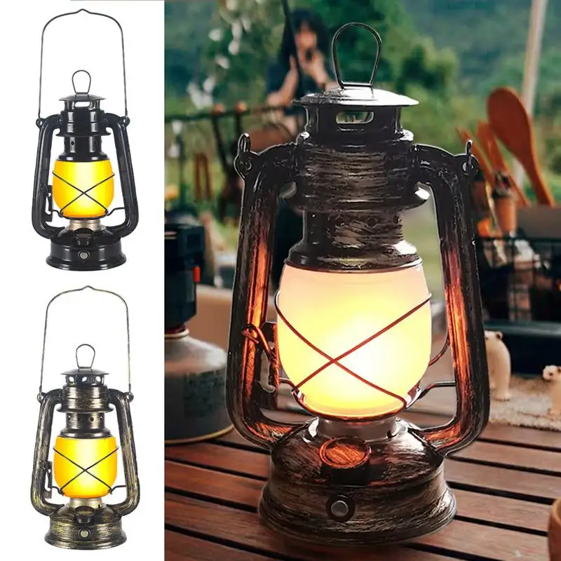 

Retro Portable Lantern Outdoor Camping Vintage Camp LED Lamp 3 Lighting Modes USB Charging Tent Light for Hiking Climbing