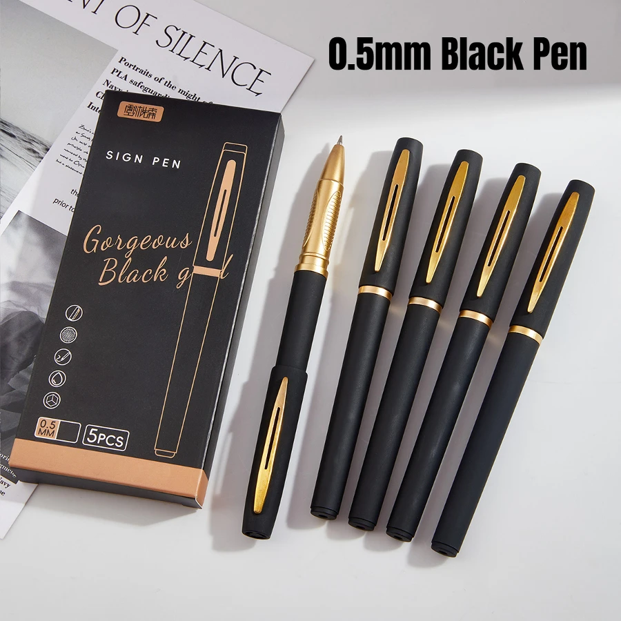 5 Stück/Packung Gelschreiber mit großer Kapazität, 0,5/0,7/1,0 mm Spitze, schwarze Tinte, Unterschriftenstift, Schreiben, Business, Bürobedarf, Schule, Schreibwaren – Detail 6