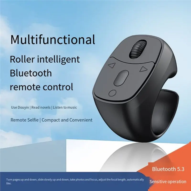 A31T BT 5.3 Remote Control Mouse Fingertip Ring Page Turner Video Flipping Browsing for Smartphones Wireless Camera Shutter Pink