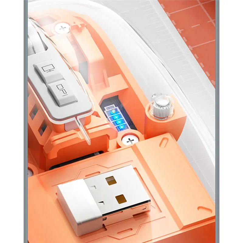 FMOUSE Ratón transparente para juegos Ratón inalámbrico Bluetooth con luz RGB Ratón recargable para accesorios de jugadores de PC, E CALIENTE