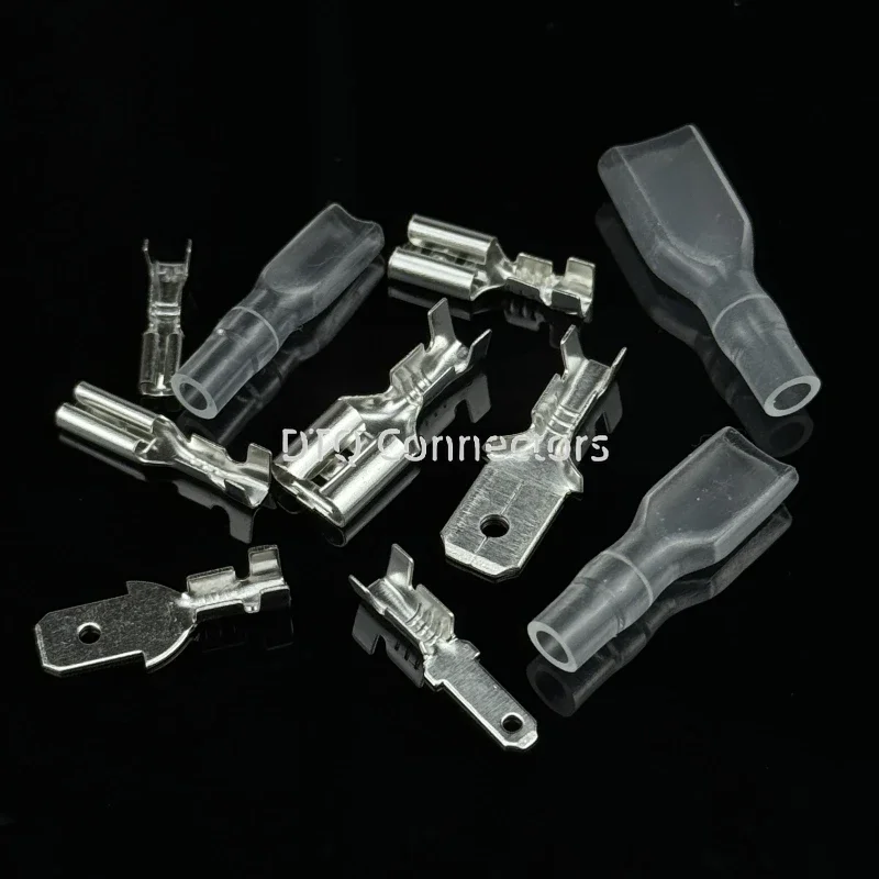 100pcs 2.2/2.8/4.8/6.3 Plug Spring Terminal Wiring Plug Spring 110/187/250 Plug Spring PVC Sheath Male Insert