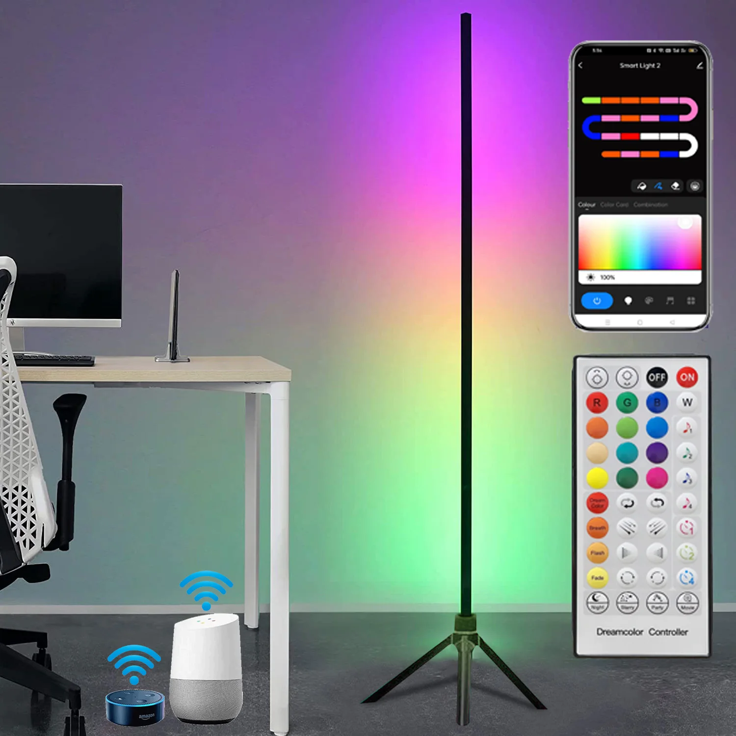 47 inch RGB LED Vloerlampen Bar Ambient Backlight Spraakbesturing Synchrone Ritme statief tuya lamp Gaming stand Verlichting 120 cm