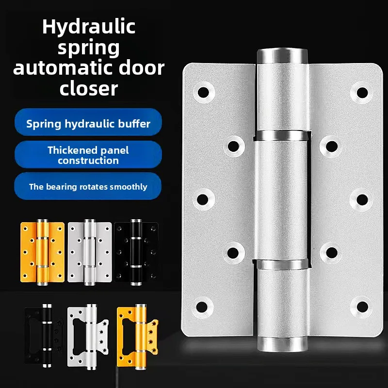 5‑Inch Black Thick Hydraulic Spring Hinge, Self‑Closing Positioning Hardware Household Bedroom Door Fitting