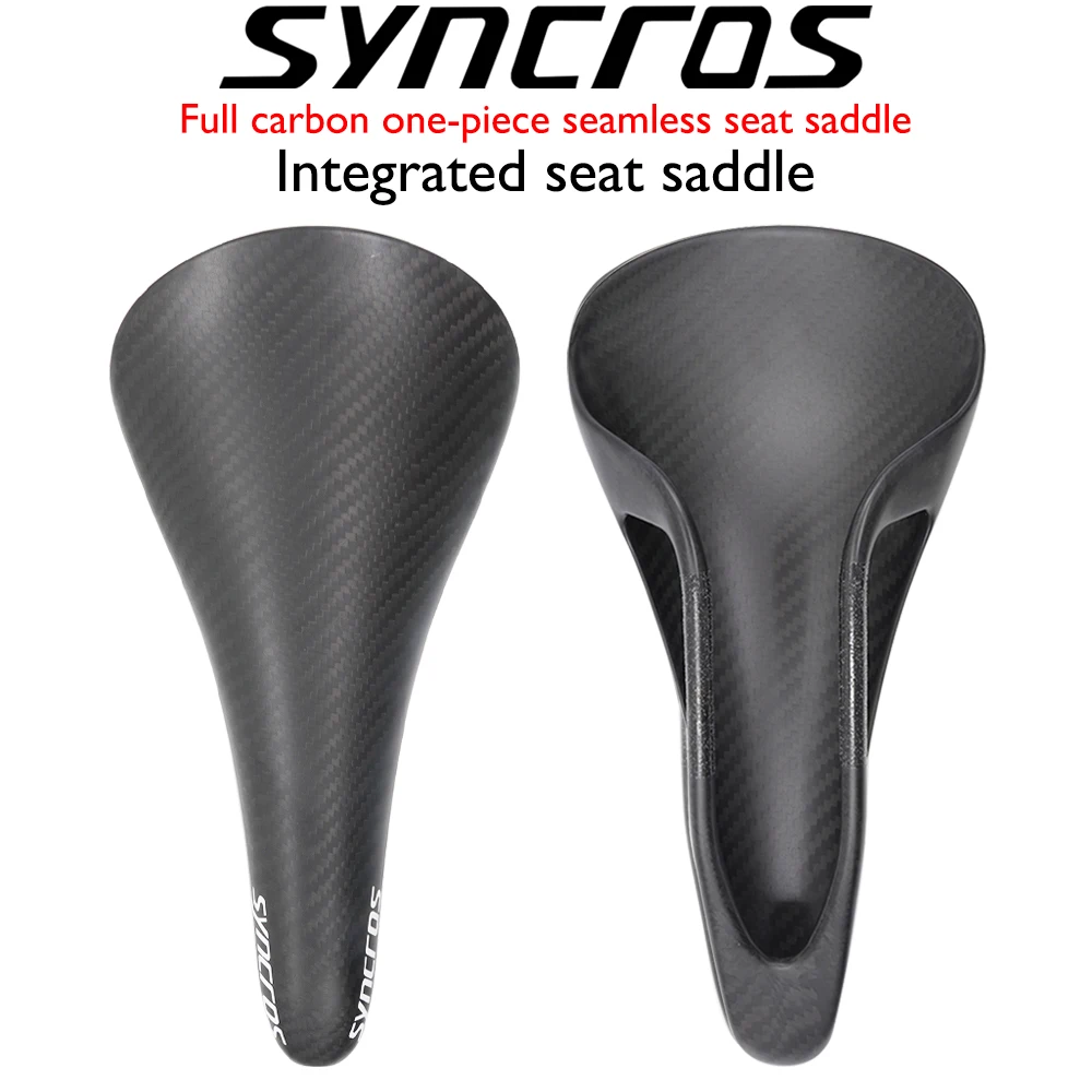

SYNCROS carbon fiber bicycle saddle, seamless synthetic design, aerodynamic/ergonomic, 3k, glossy/matte, 95g，120x255mm, unisex