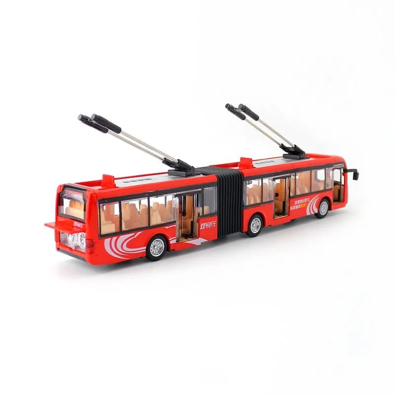 1:48 Scale Articulated Bus Sightseeing Toy Car Diecast Model Pull Back Doors Openable Sound & Light Educational Collection Gift