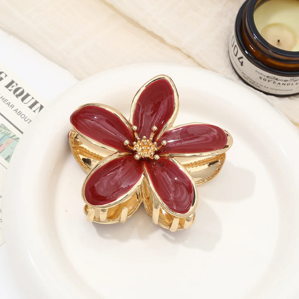 Blumen-Haarspangen für Frauen Plumeria Metall-Haarklammern Mittelgroße Haarklammern für Dickes und Dünnes Haar Tropische Strand-Haaraccessoires – Detail 7