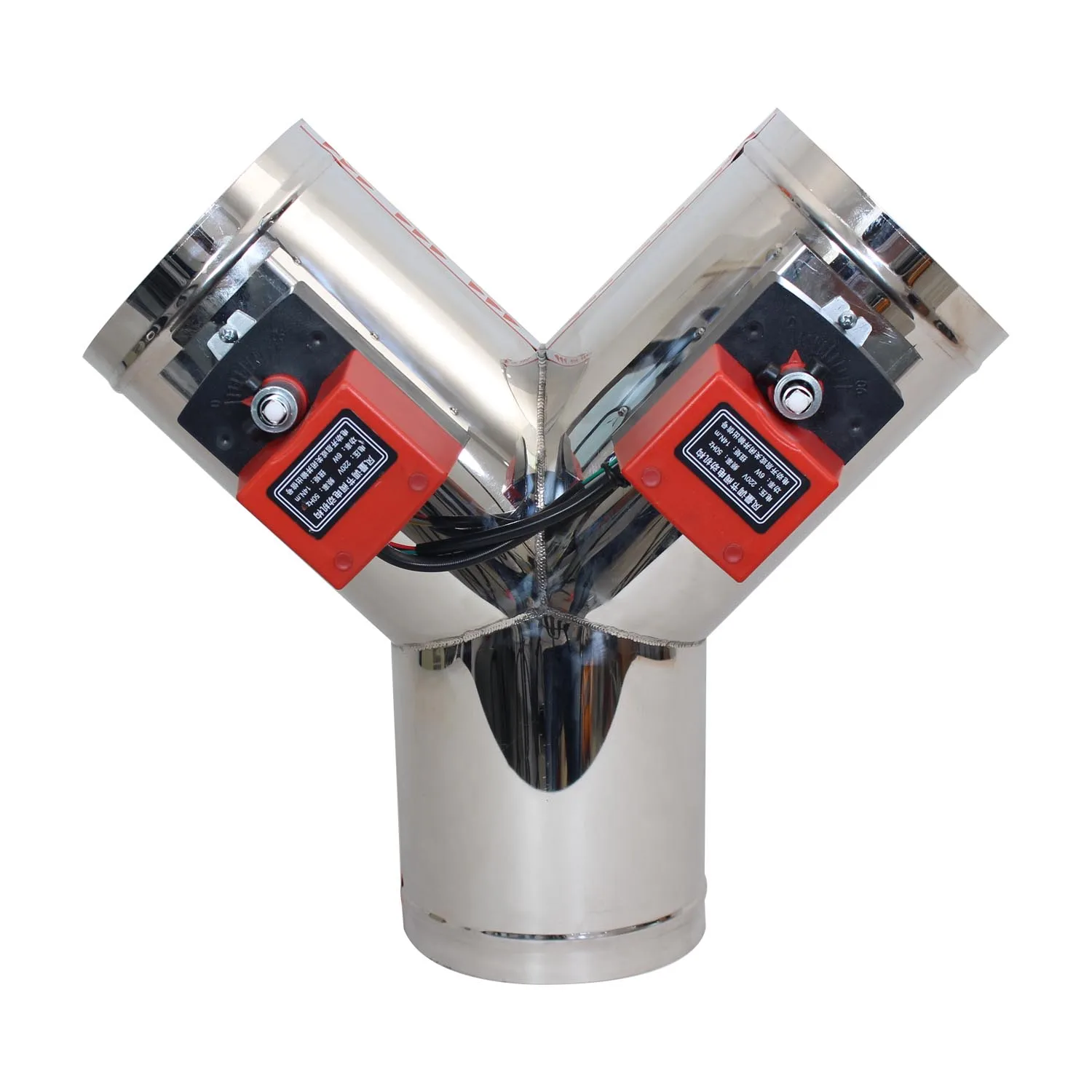 Y-Type AC220V Stainless Steel Motorized Vent Register Air Duct Damper OD51mm to 150mm Ventilation Valve