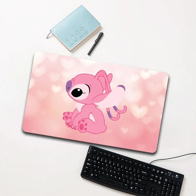 

Disney Lilo & Stitch Pink Stitch with Heart Background Mouse Pad Large Non-slip Waterproof Desk Mat for Computer Laptop