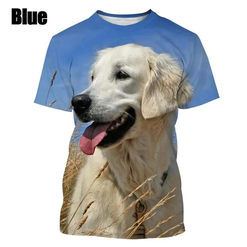 New Summer 3D Cute Animal Golden Retriever Printed T Shirt Children Fashion Harajuku Short Sleeves Funny Tee Shirts Tees Clothes