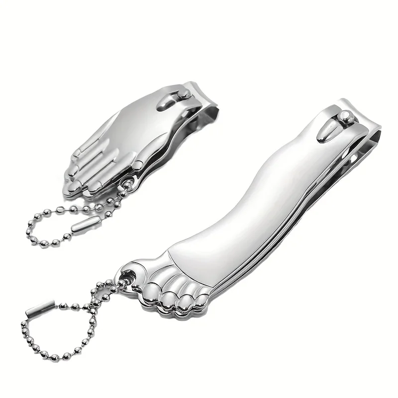 2pcs Fun-Shaped Nail Clipper Set with Portable Keychain, Foldable Home Manicure Tools - Perfect for Household and Travel Use