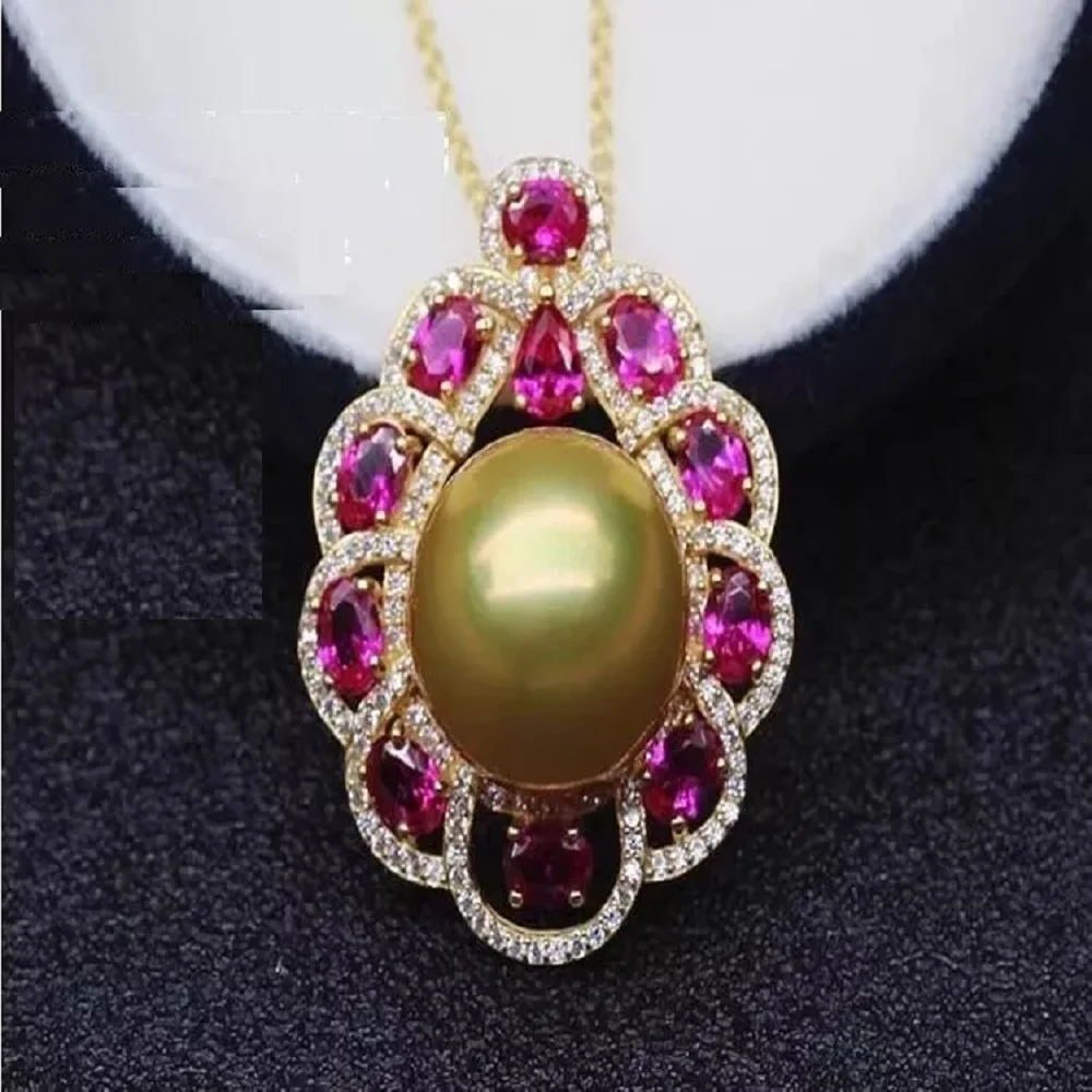 Beautiful Pearl Pendant AAAA 11-12mm Natural South Sea Round Pearl Pendant Necklace 925s18 inch