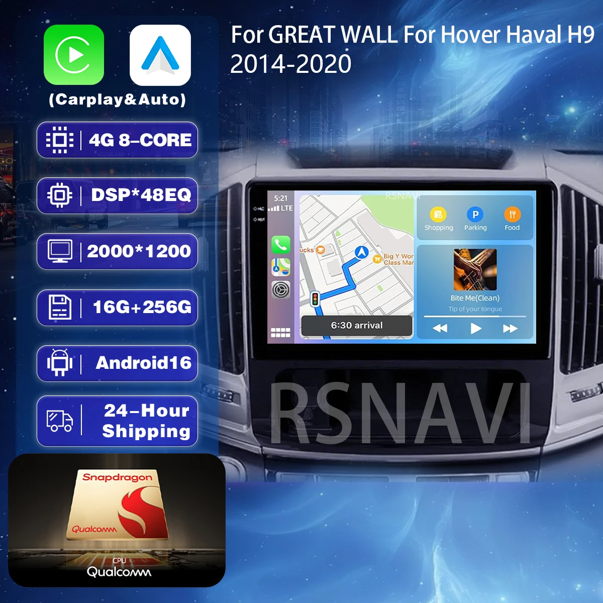 Автомагнитола Android 16 с Carplay и Auto, 2K экран, Bluetooth, мультимедийный плеер для GREAT WALL Hover Haval H9 2014-2020, стереосистема Автомагнитола Android 16 с Carplay и Auto, 2K экран, Bluetooth, мультимедийный плеер для GREAT WALL Hover Haval H9 2014-2020, стереосистема