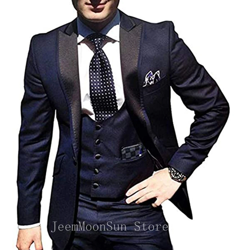 

2023 Tailor Made Men Suits Slim Fit Formal Business Peak Lapel 3 Pieces Male Suits Groom Wear Wedding Tuxedos Terno Masculino