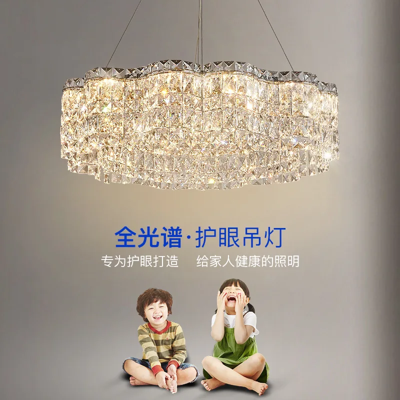 

Full Spectrum Light Luxury Living Room Crystal Pendant Lamp French Simplicity New Elegant Household Bedroom Dining Room