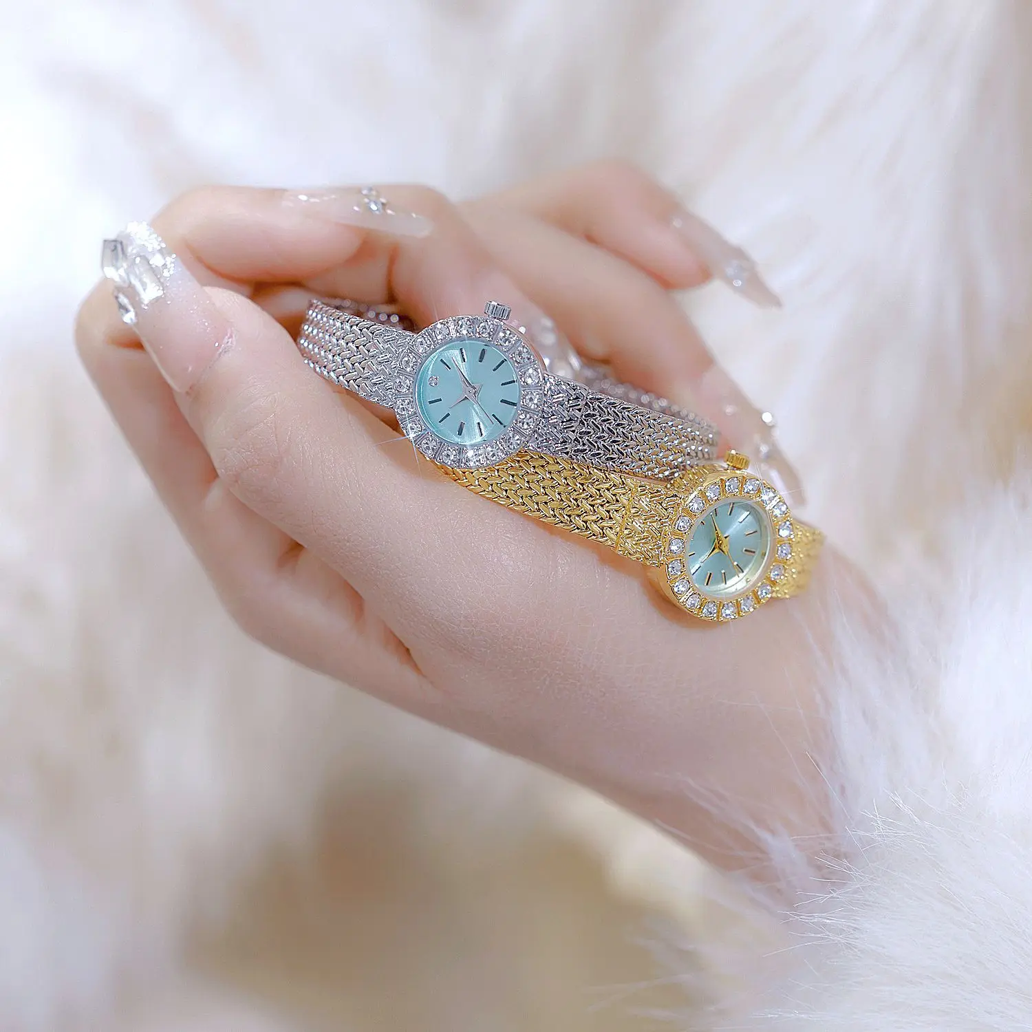 Женские часы, роскошные дизайнерские светло-голубые кварцевые часы, элегантные модные наручные часы с бриллиантами, подарки для женщин