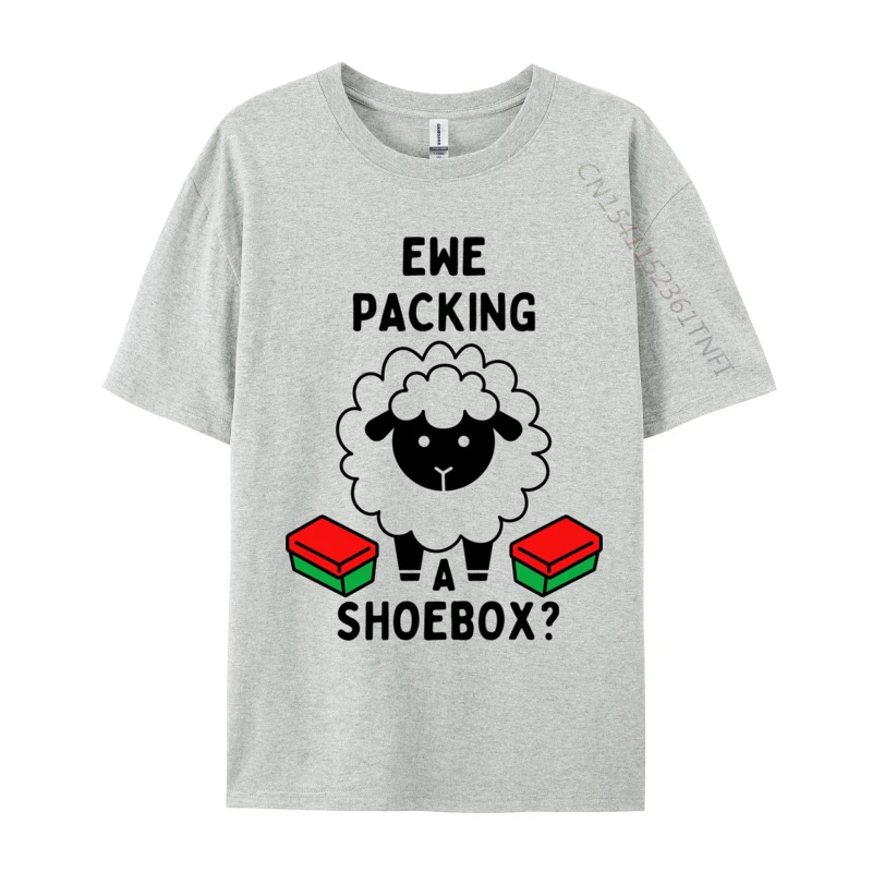 Ewe Packing A Shoebox Christmas Child Giving T-Shirts Latest Tops & Tees Cotton Men Holiday Youthful T Shirts