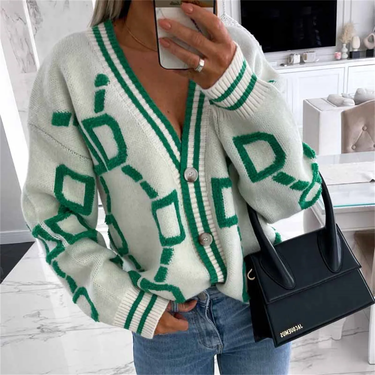 Single Breasted Knitted Cardigan V Neck Women\'s Sweaters Fashion Autumn Winter Outerwear Long Sleeve New In Female Coats Casual