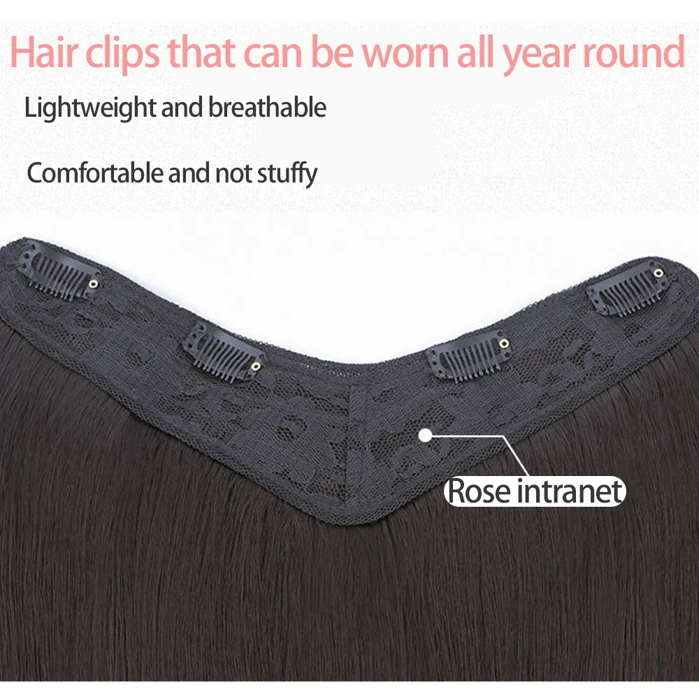 One-pieces Clip Synthetic Hair Extensions Women Hairpieces Half Wig Female Invisible u-type Short Straight Extension